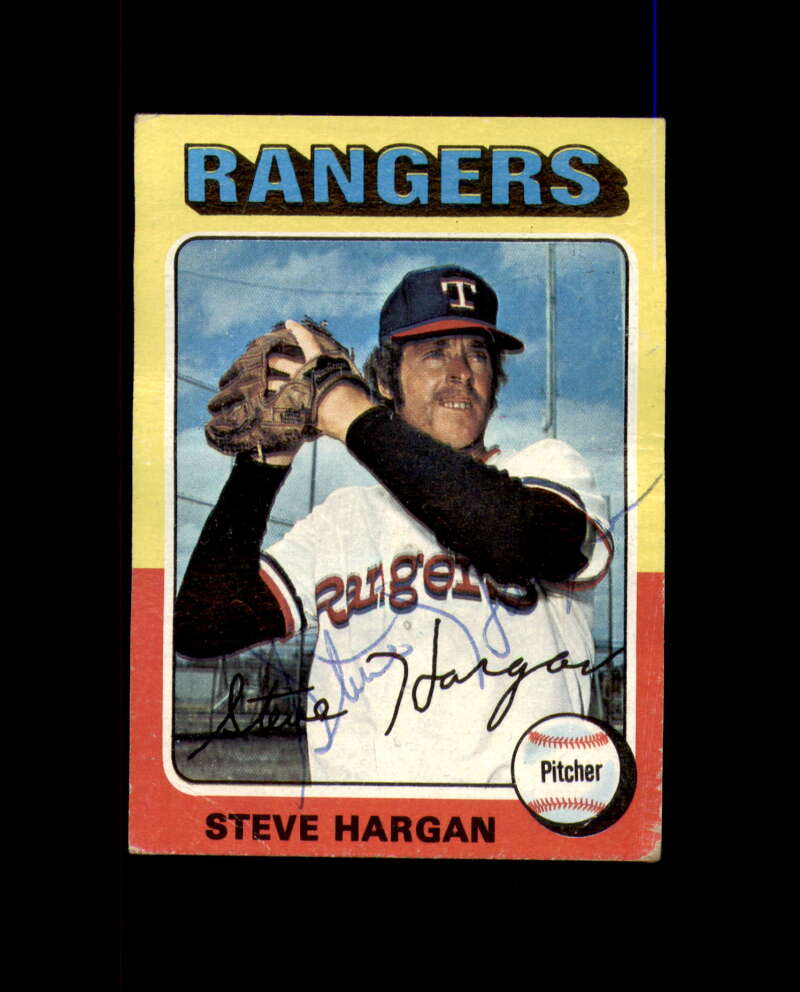 Steve Hargan Signed 1975 Topps Texas Rangers Autographed