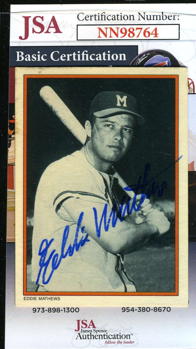 Eddie Matthews JSA Coa Autograph 1985 Circle K Hand Signed