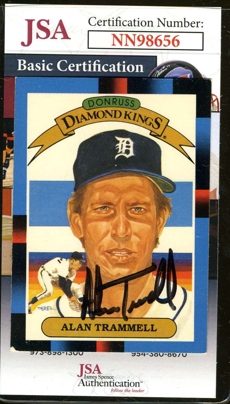 Alan Trammell JSA Coa Autograph 1987 Donruss Diamond King Hand Signed