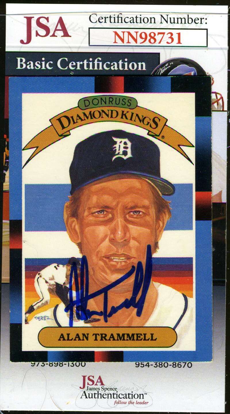 Alan Trammell JSA Coa Autograph 1987 Donruss Diamond King Hand Signed
