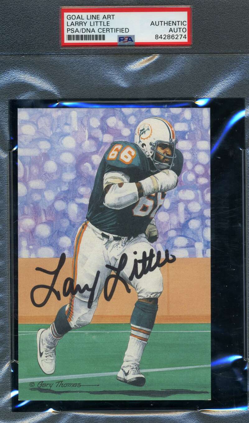 Larry Little PSA DNA Slabbed Signed Goal Line Art Card Autograph
