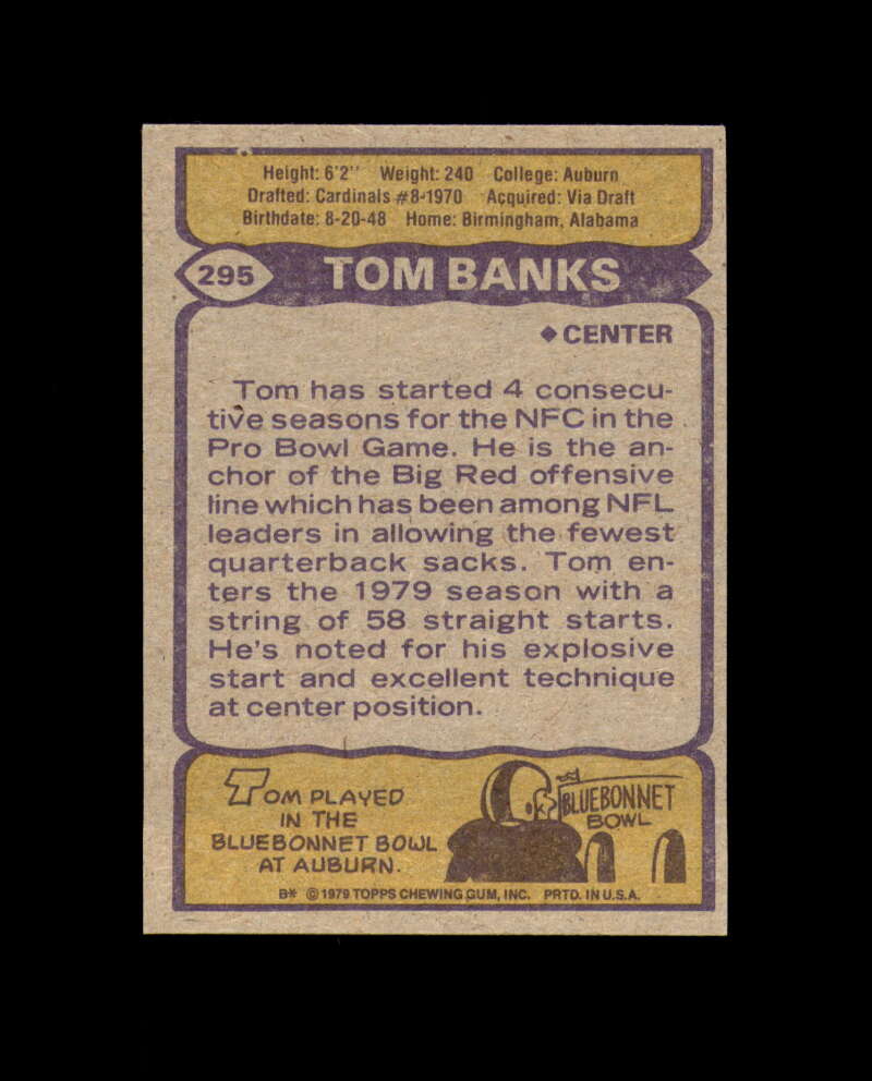 Tom Banks Hand Signed 1979 Topps St. Louis Cardinals Autograph