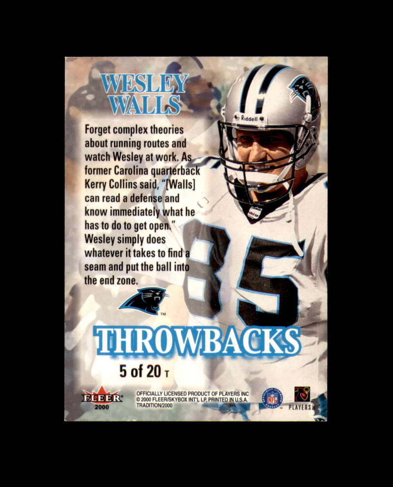 Wesley Walls Hand Signed 2000 Fleer Tradition Throwbacks Carolina Panthers Autograph