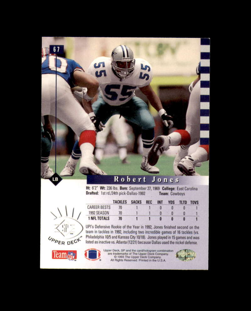 Robert Jones Hand Signed 1993 Upper Deck SP Dallas Cowboys Autograph
