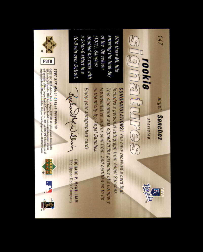 Angel Sanchez 2007 SPX Autograph Royals