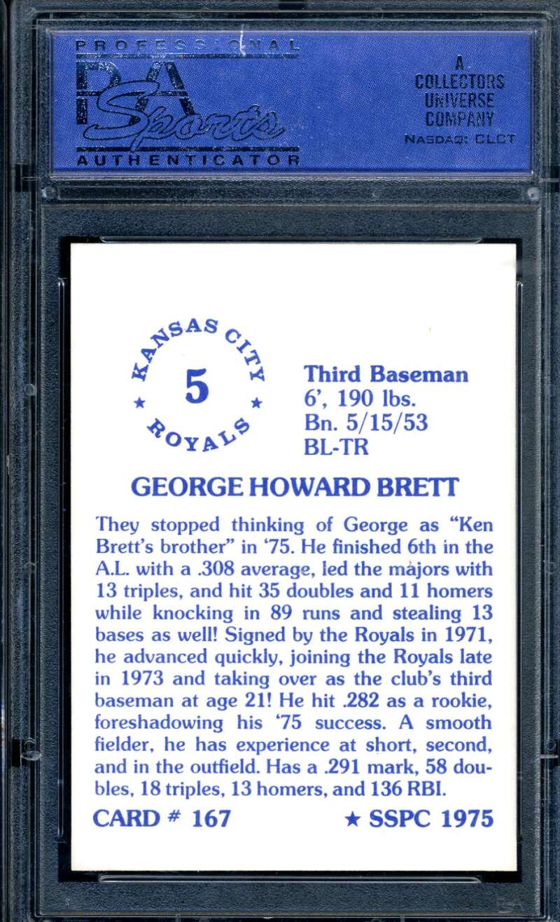 George Brett PSA Mint 9 1975 SSPC Rookie