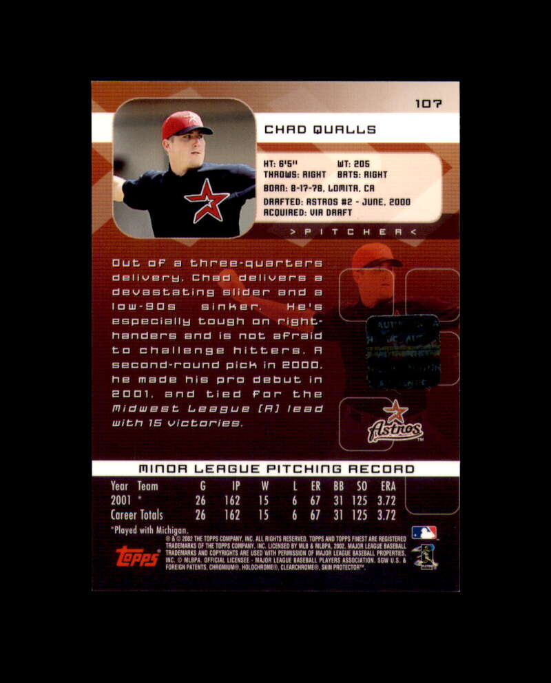 Chad Qualls 2002 Finest Signed Topps Astros
