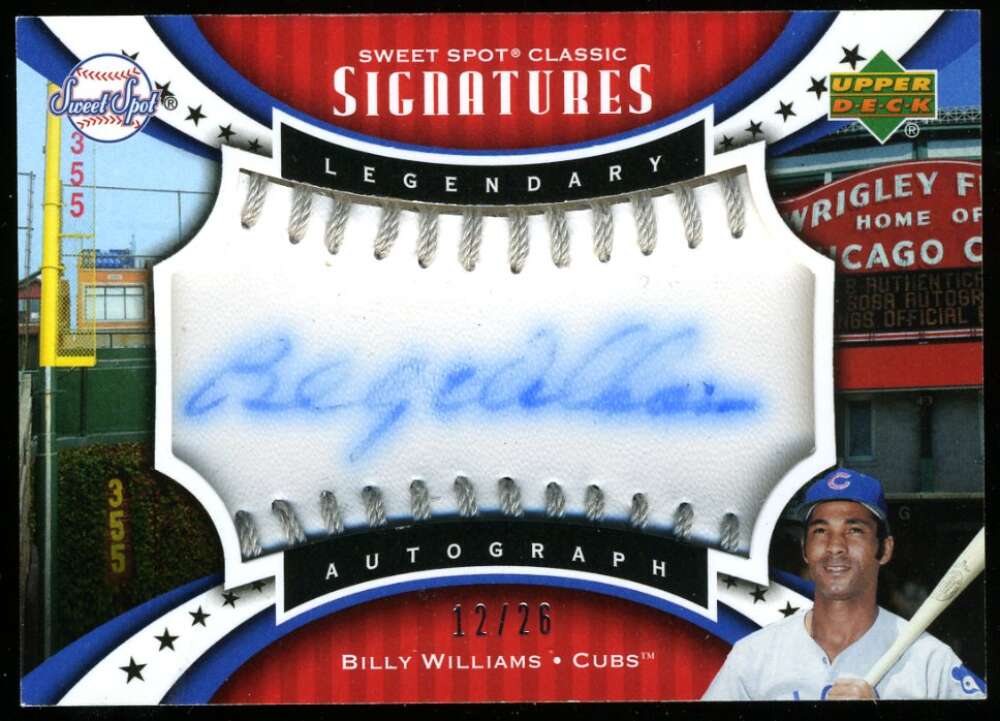 Billy Williams 2007 Upper Deck Sweet Spot 012/026 Autograph Cubs