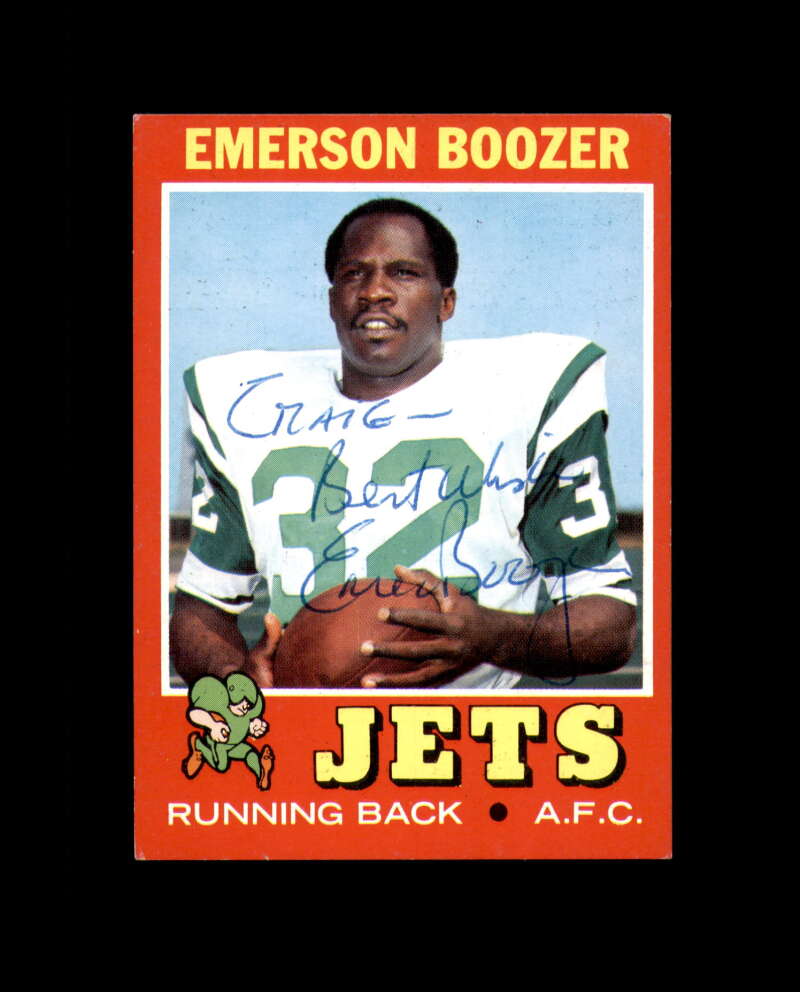 Emerson Boozer Hand Signed 1971 Topps New York Jets Autograph
