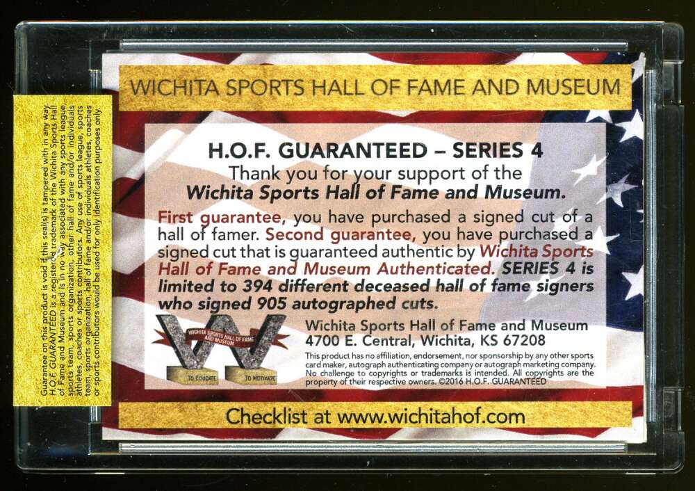 Jack Buck 2016 Wichita Sports HOF 5-Jan Autograph