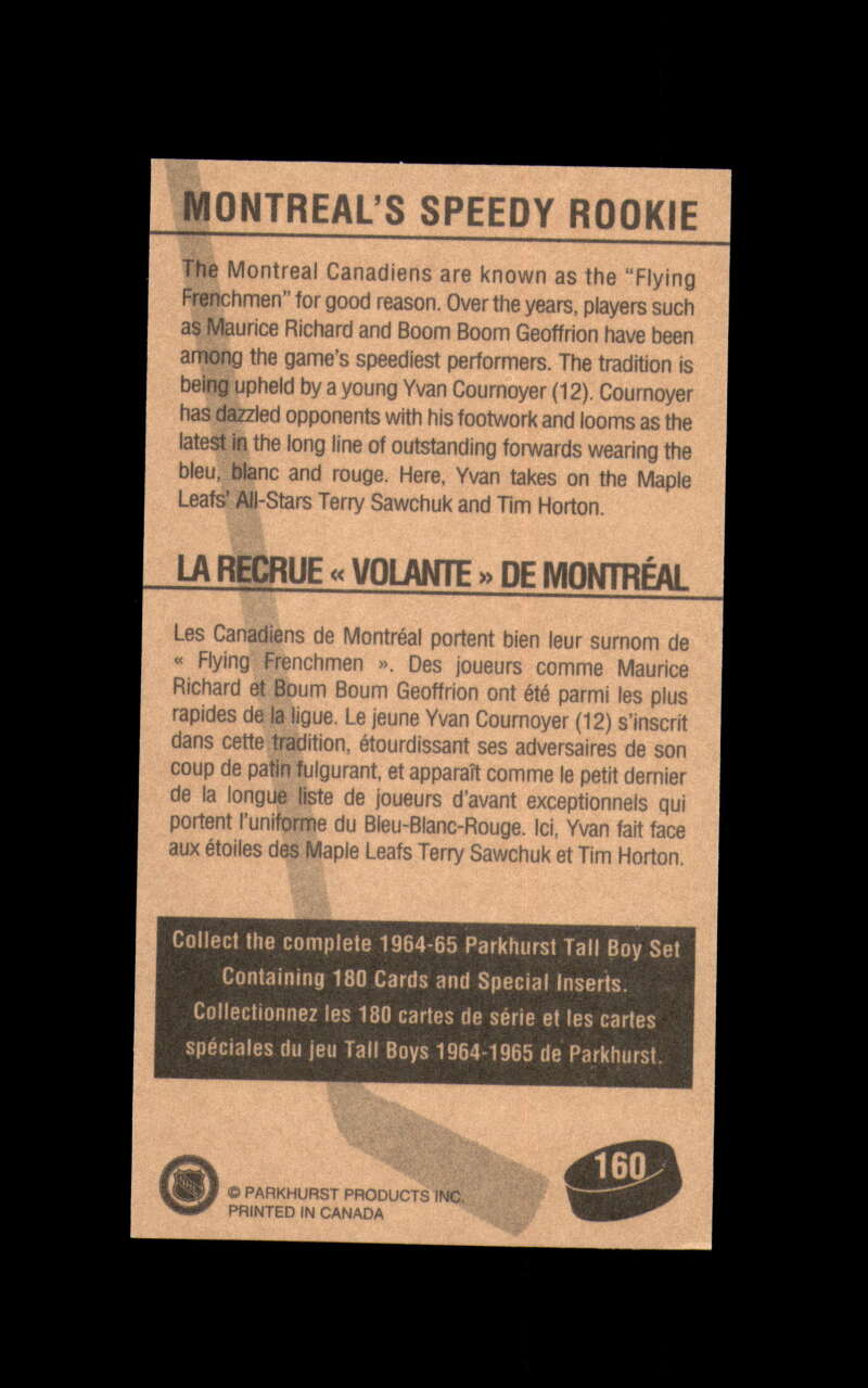 Yvan Cournoyer Hand Signed 1994 Parkhurst Tall Boys Montreal Canadians Autograph