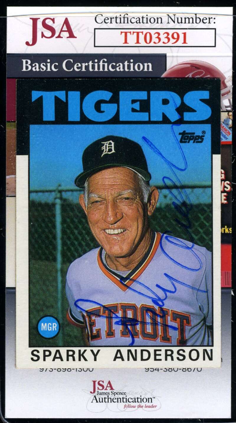 Sparky Anderson JSA Coa Autographed 1986 Topps Signed