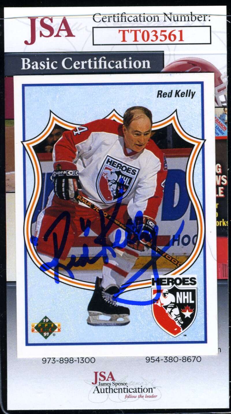 Red Kelly JSA Coa Autograph 1991 Upper Deck Heroes Signed Hockey