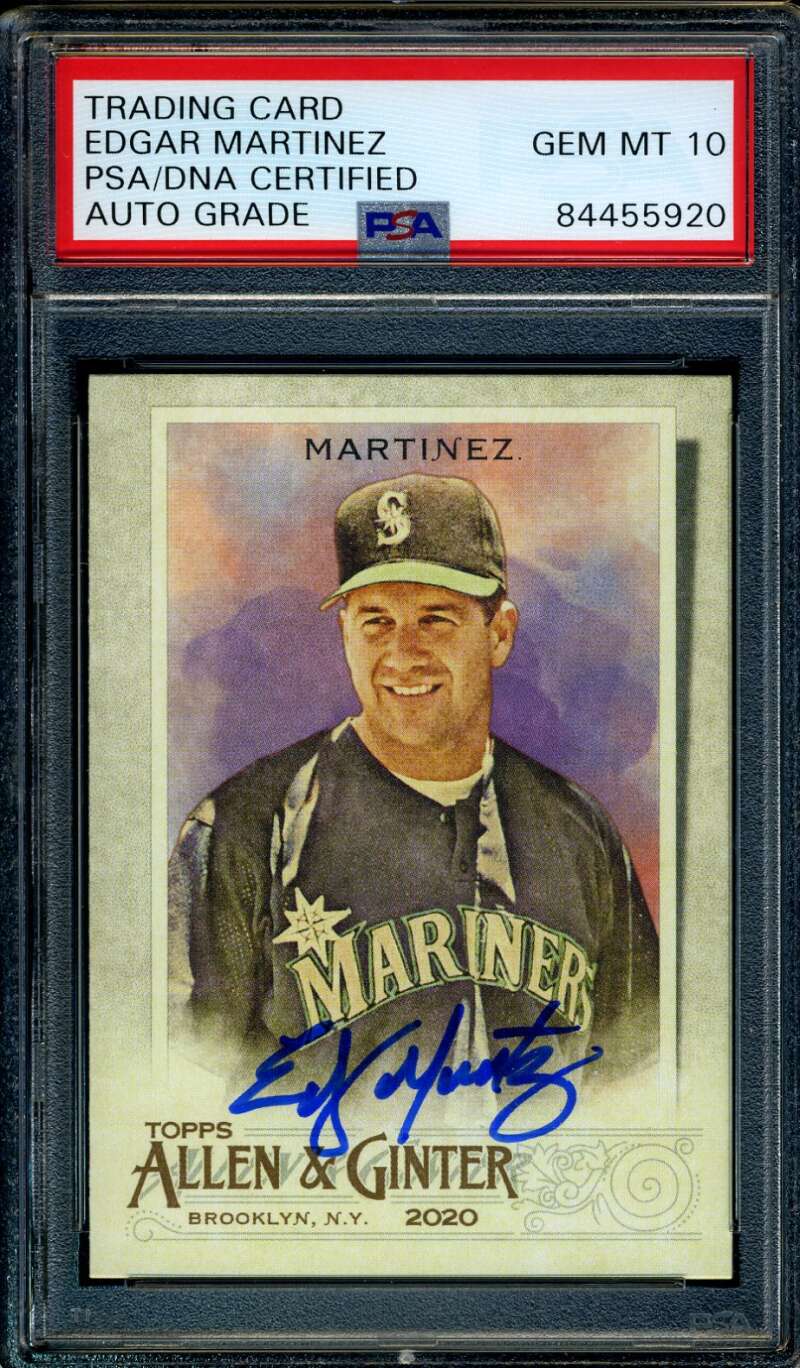 Edgar Martinez Gem Mint 10 PSA DNA Coa Signed 2020 Topps Allen Ginters Autograph