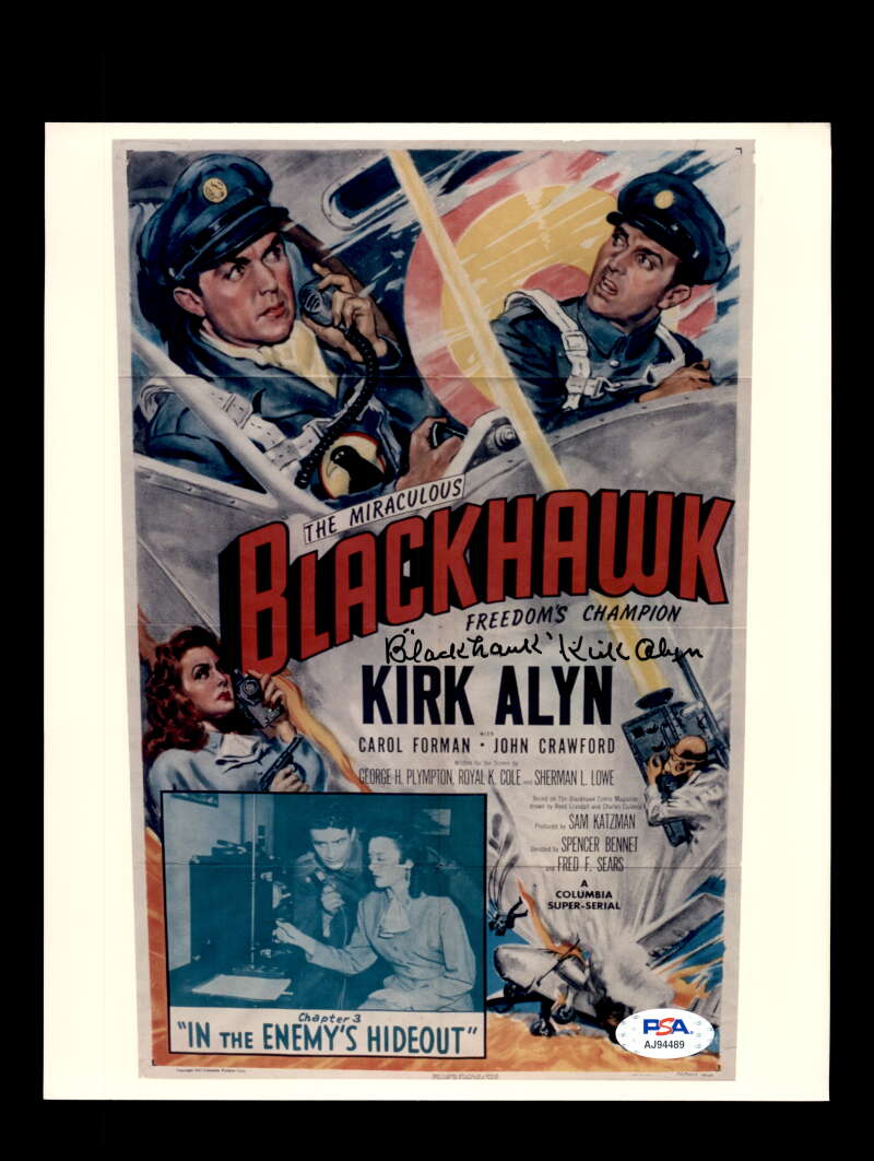 Kirk Alyn PSA DNA Coa Signed 8x10 Blackhawk Photo Autograph