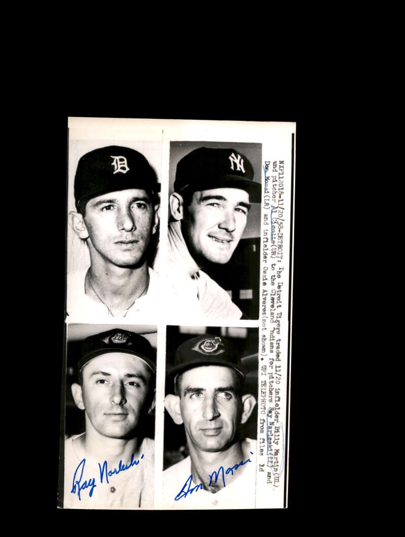 Ray Narleski Don Mossi 1958 Signed Original Wire Photo Autograph 6x8 Cleveland Indians