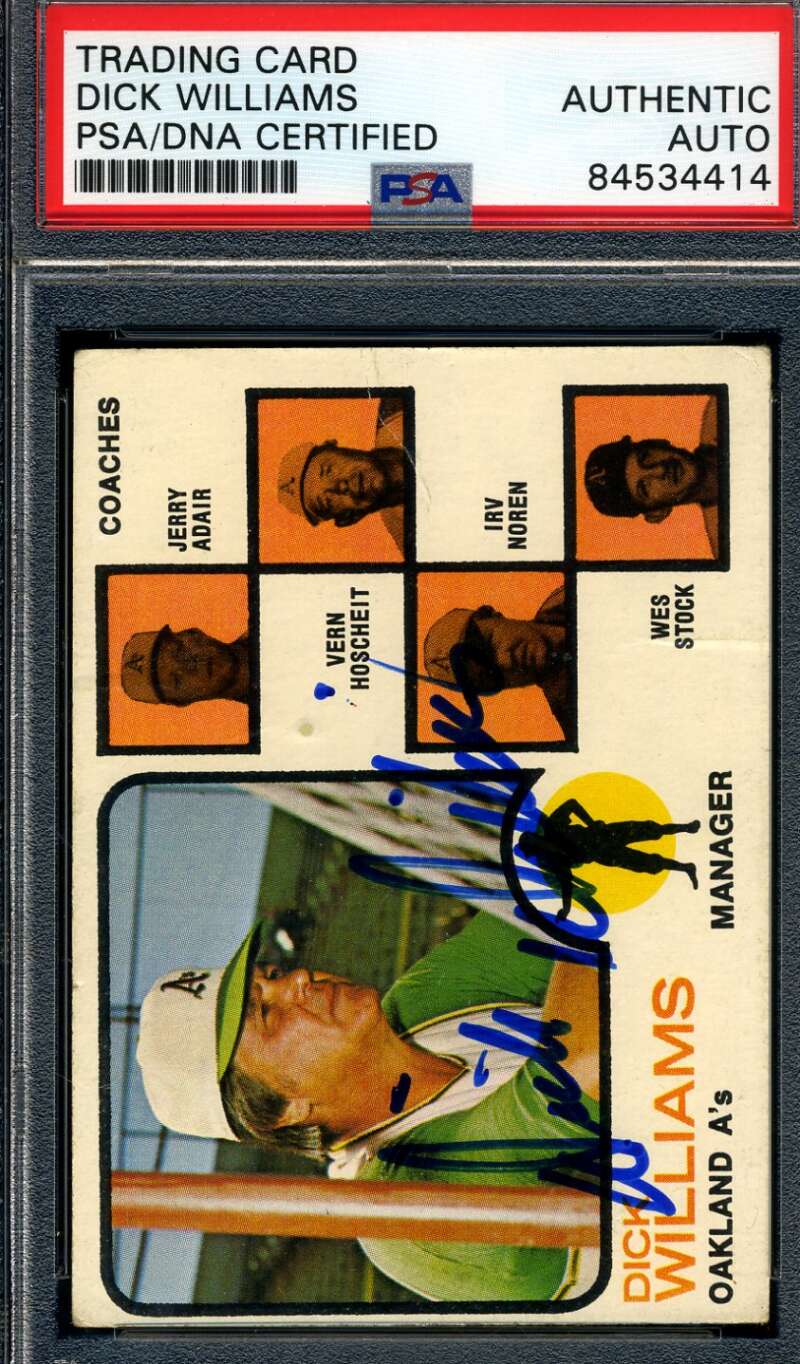 Dick Williams PSA DNA Coa Signed 1973 Topps Autograph