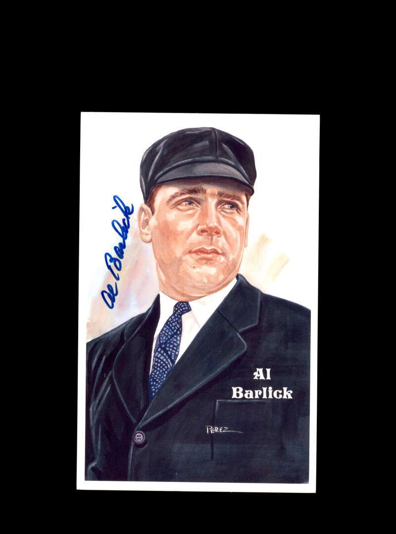 Al Barlick Hand Signed Perez Steele Hall Of Fame Postcard  Autograph