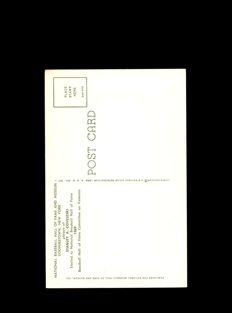 Stan Coveleski Signed Gold Hall Of Fame Postcard Autograph