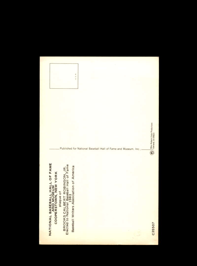 Brooks Robinson Hand Signed Gold Hall Of Fame Postcard Autograph