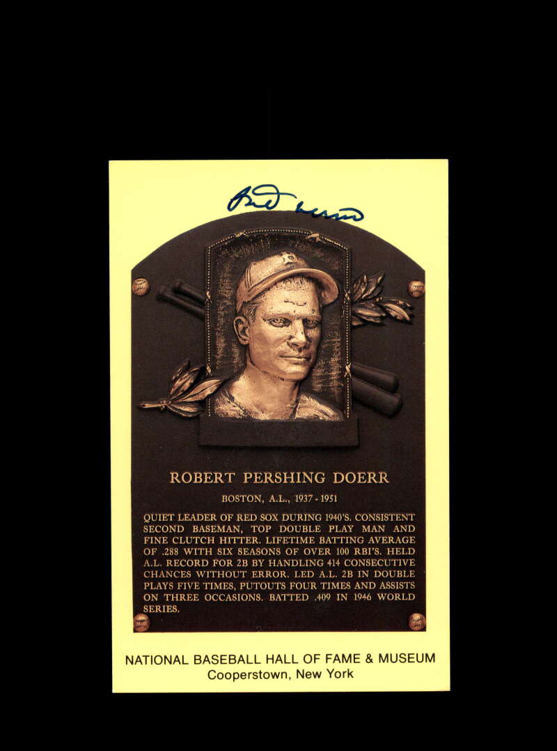 Bobby Doerr Hand Signed Gold Hall Of Fame Postcard Autograph
