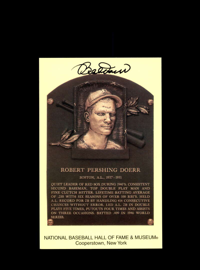 Bobby Doerr Signed Gold Hall Of Fame Postcard Autograph