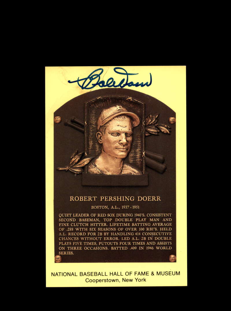 Bobby Doerr Hand Signed Gold Hall Of Fame Postcard Autographed