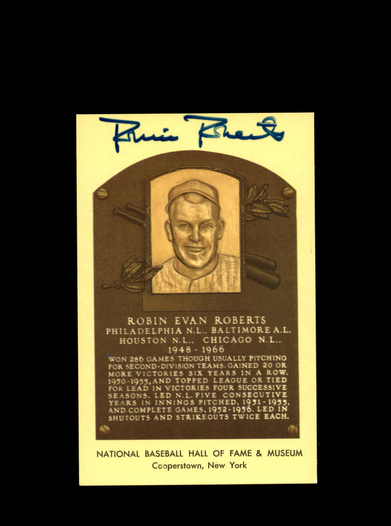 Robin Roberts Signed Gold Hall Of Fame Postcard Autograph