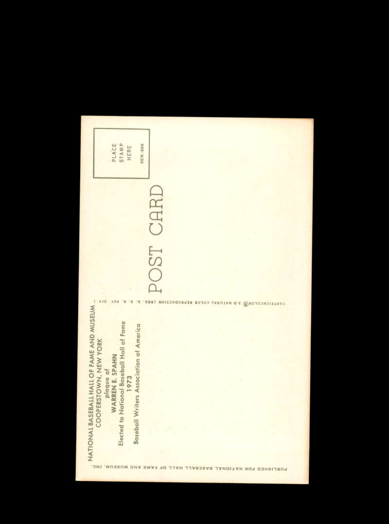 Warren Spahn Hand Signed Gold Hall Of Fame Postcard Autograph