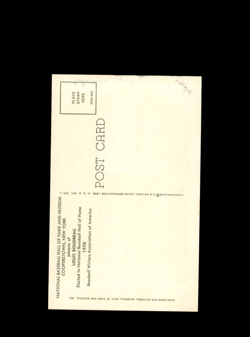 Lou Boudreau Hand Signed Gold Hall Of Fame Postcard Autograph