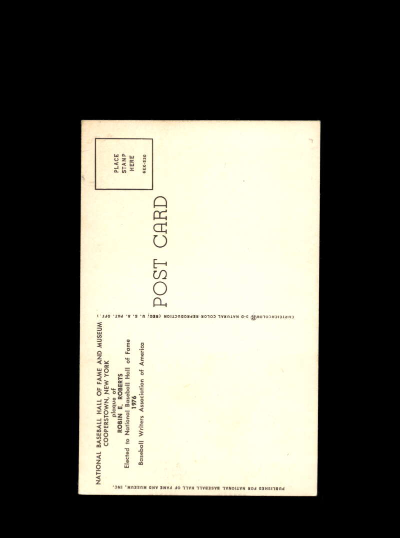 Robin Roberts Hand Signed Gold Hall Of Fame Postcard Autographed