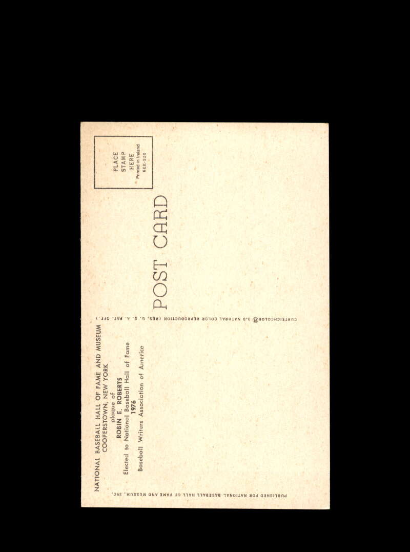 Robin Roberts Hand Signed Gold Hall Of Fame Postcard Autograph