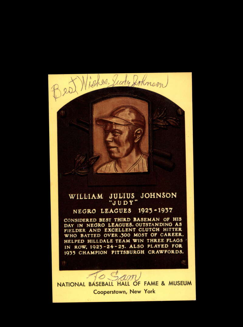Judy Johnson Hand Signed Gold Hall Of Fame Postcard Autograph