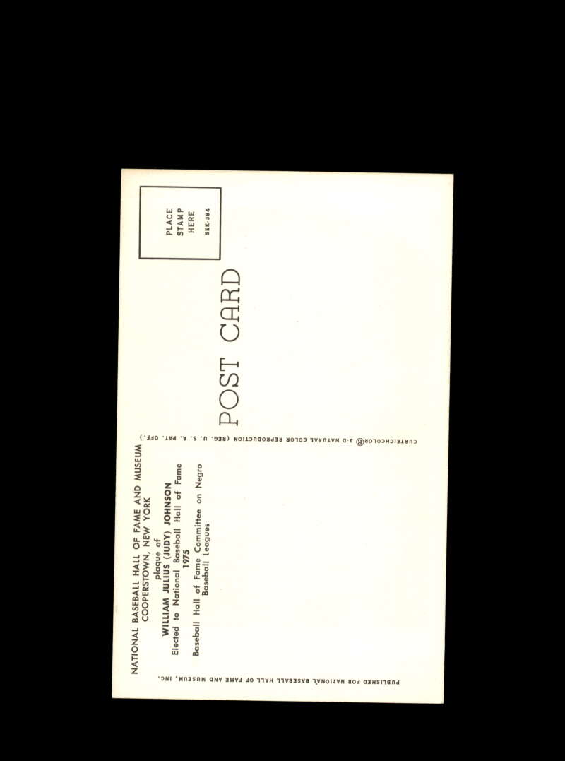 Judy Johnson Hand Signed Gold Hall Of Fame Postcard Autograph