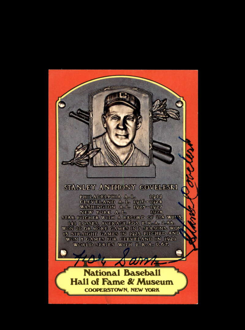 Stan Coveleski Signed Dexter Press Hall Of Fame Postcard Autograph