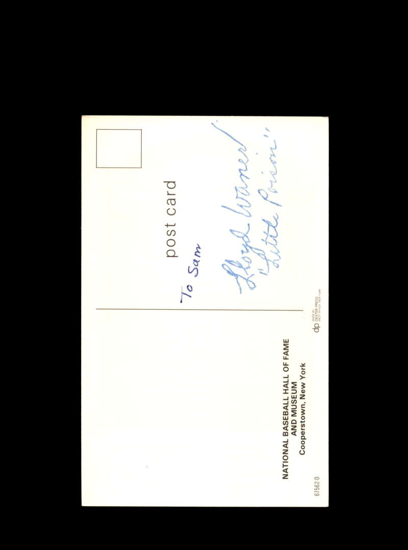 Lloyd Waner Hand Signed Dexter Press Hall Of Fame Postcard Autograph