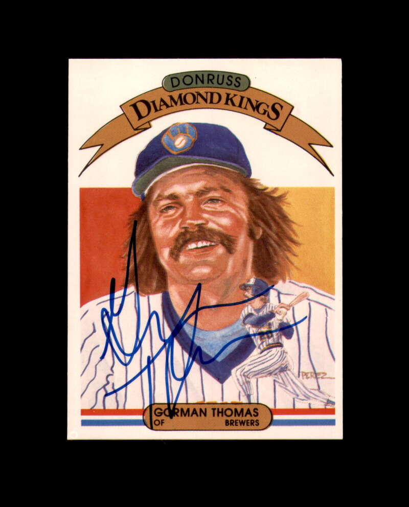 Gorman Thomas Hand Signed 1982 Diamond Kings Milwaukee Autograph