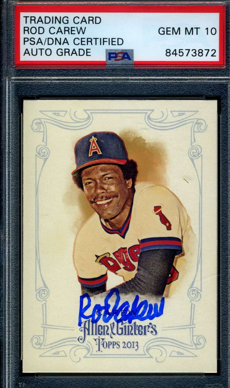 Rod Carew Gem Mint 10 PSA DNA Signed 2013 Allen Ginters Autograph