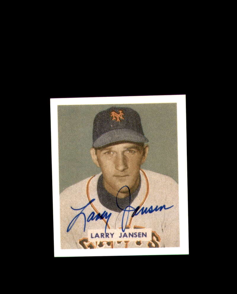 Larry Jansen Hand Signed 1949 Bowman Reprint New York Giants Autograph