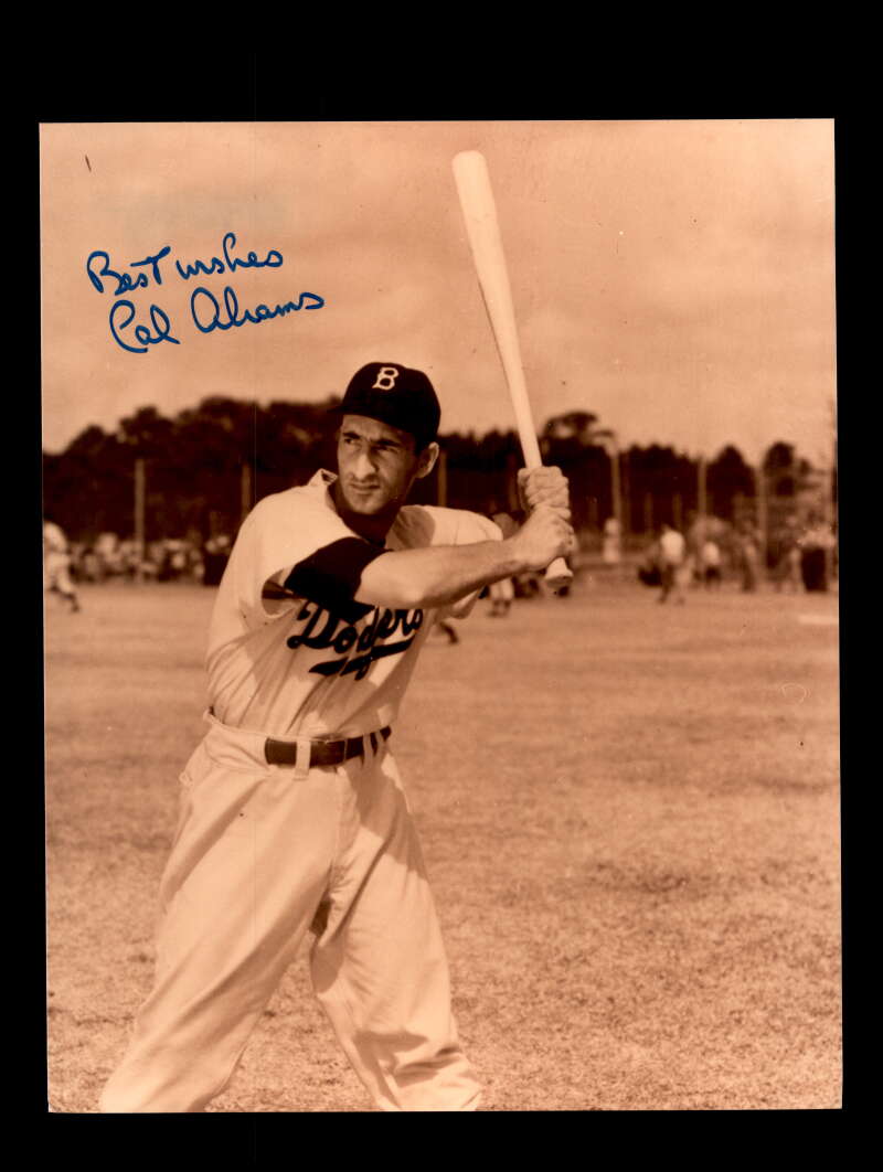 Cal Abrams Signed 8x10 Photo Autograph Brooklyn Dodgers