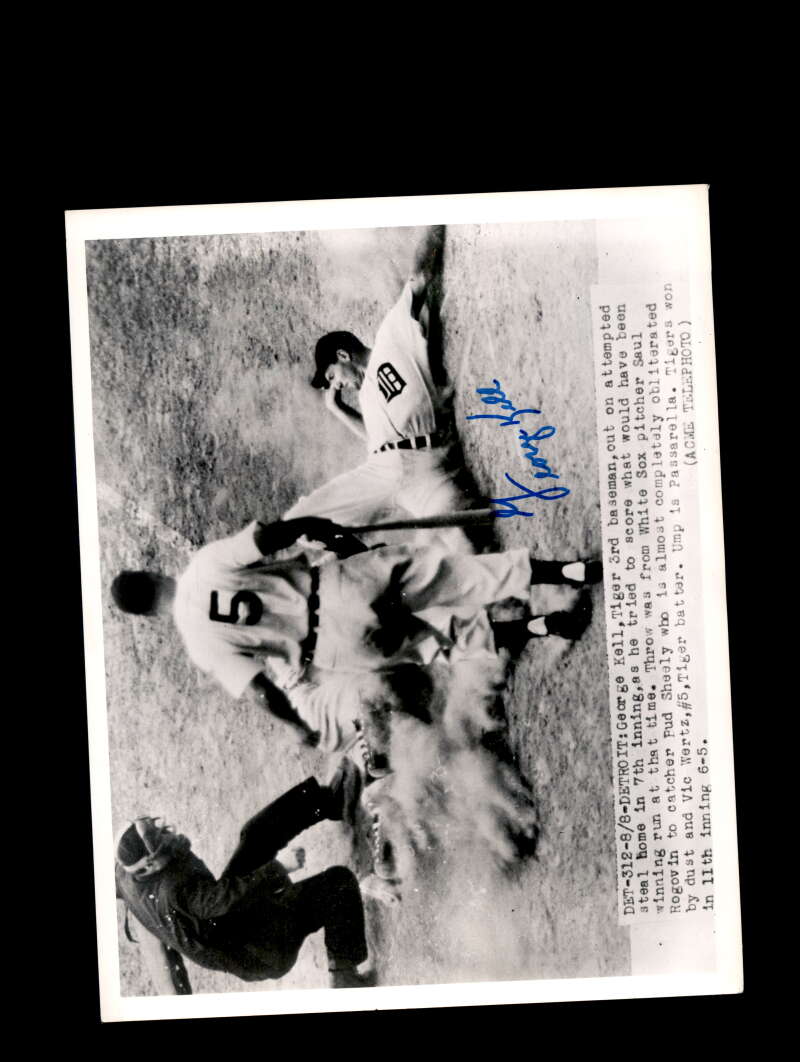 George Kell Signed 1951 7x9 Detroit Tigers Original Wire Photo Autograph 1