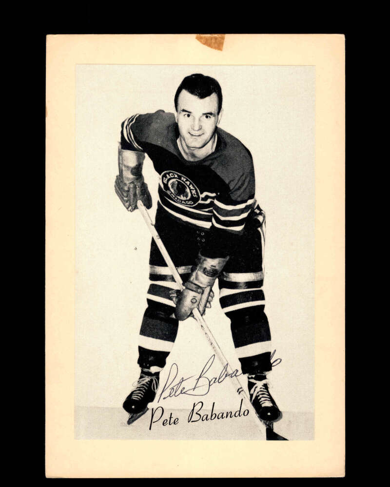 Pete Badando Signed 1944-63 Beehive Photo 5x7 Premium Chicago Blackhawks Autograph