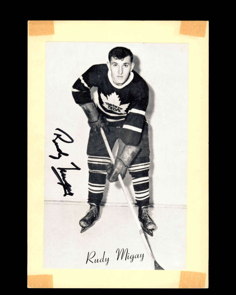 Rudy Migay Signed 1944-63 Beehive Photo 5x7 Premium Toronto Maple Leafs Autograph