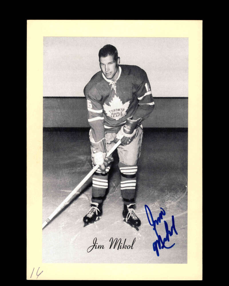 Jim Mikol Signed 1944-63 Beehive Photo 5x7 Premium Toronto Maple Leafs Autograph