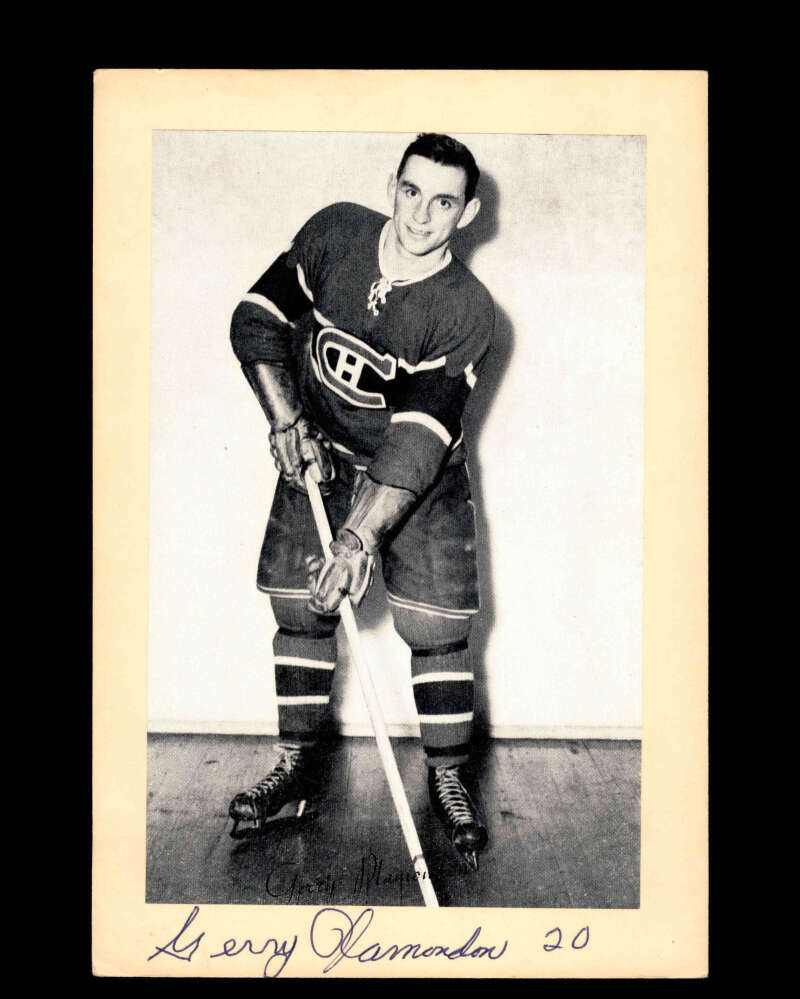 Gerry Plamondon Signed 1944-63 Beehive Photo 5x7 Premium Montreal Canadiens Autograph