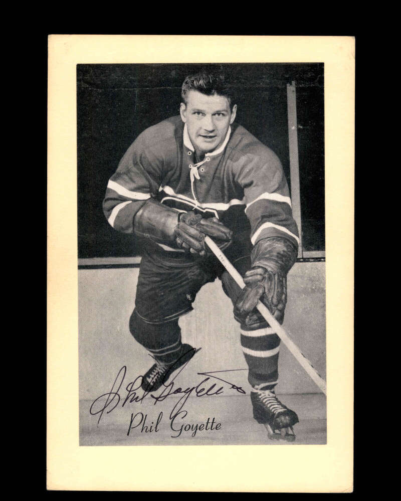 Phil Goyette Signed 1944-63 Beehive Photo 5x7 Premium Montreal Canadiens Autograph