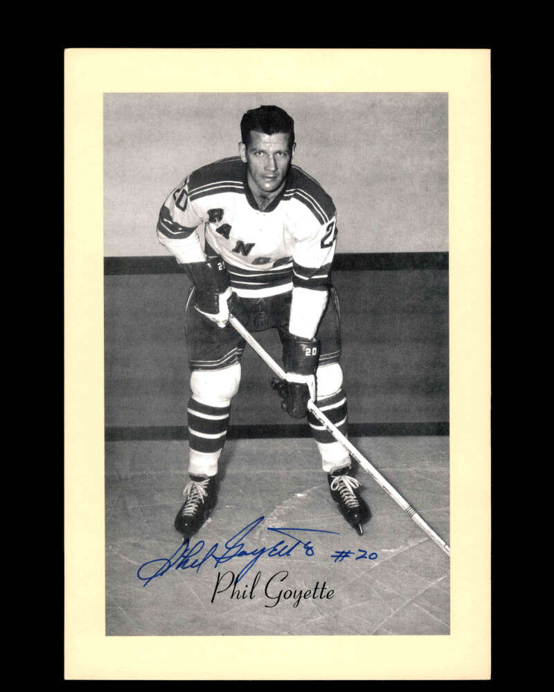 Phil Goyette Signed 1944-63 Beehive Photo 5x7 Premium New York Rangers Autograph