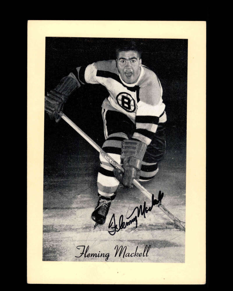 Fleming Mackell Signed 1944-63 Beehive Photo 5x7 Premium Boston Briuns Autograph