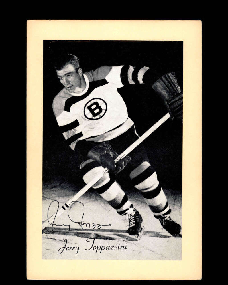Jerry Toppazzini Signed 1944-63 Beehive Photo 5x7 Premium Boston Briuns Autograph