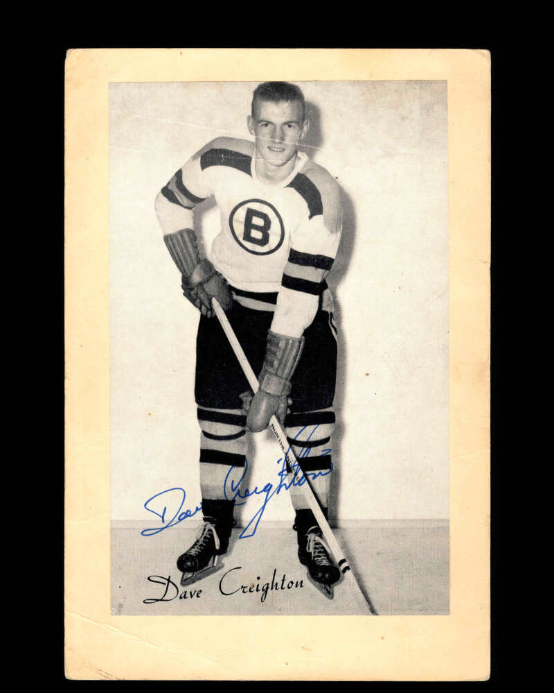 Dave Creighton Signed 1944-63 Beehive Photo 5x7 Premium Boston Briuns Autograph